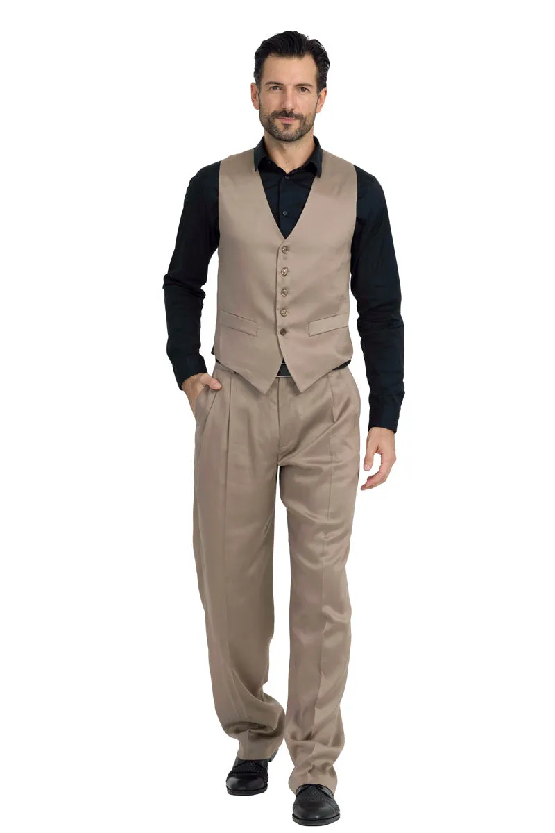 Mocha Men's Tango Pants With Two Pleats