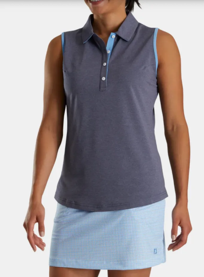 FootJoy Pique Sleeveless Houndstooth Trim Shirt Women