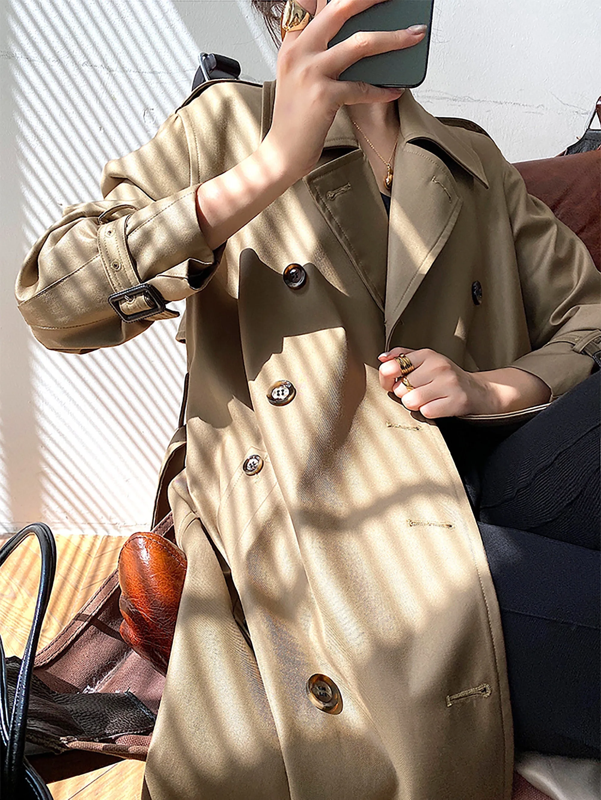 Brooke Midi Double Breasted Belted Trench Coat