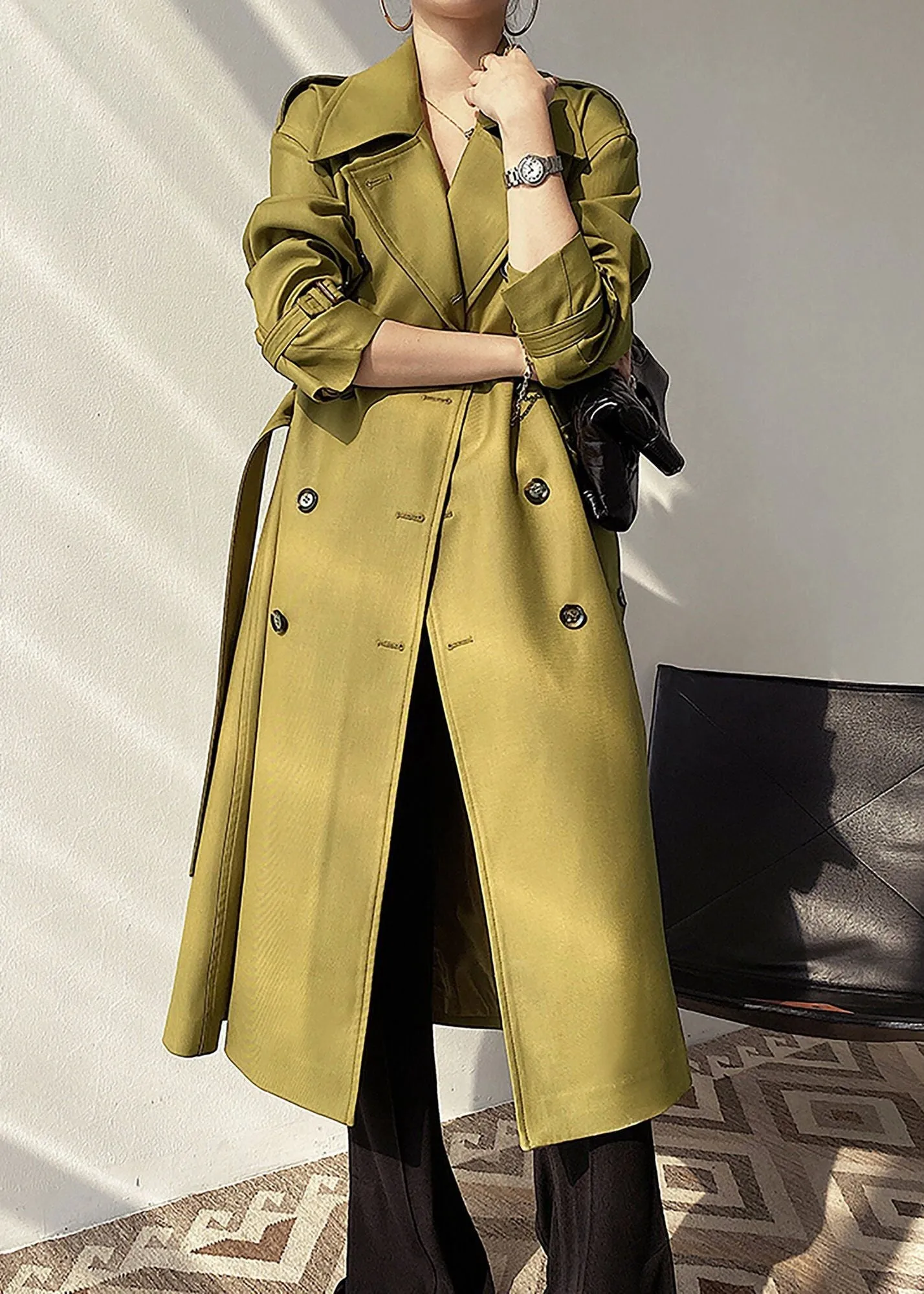 Brooke Midi Double Breasted Belted Trench Coat