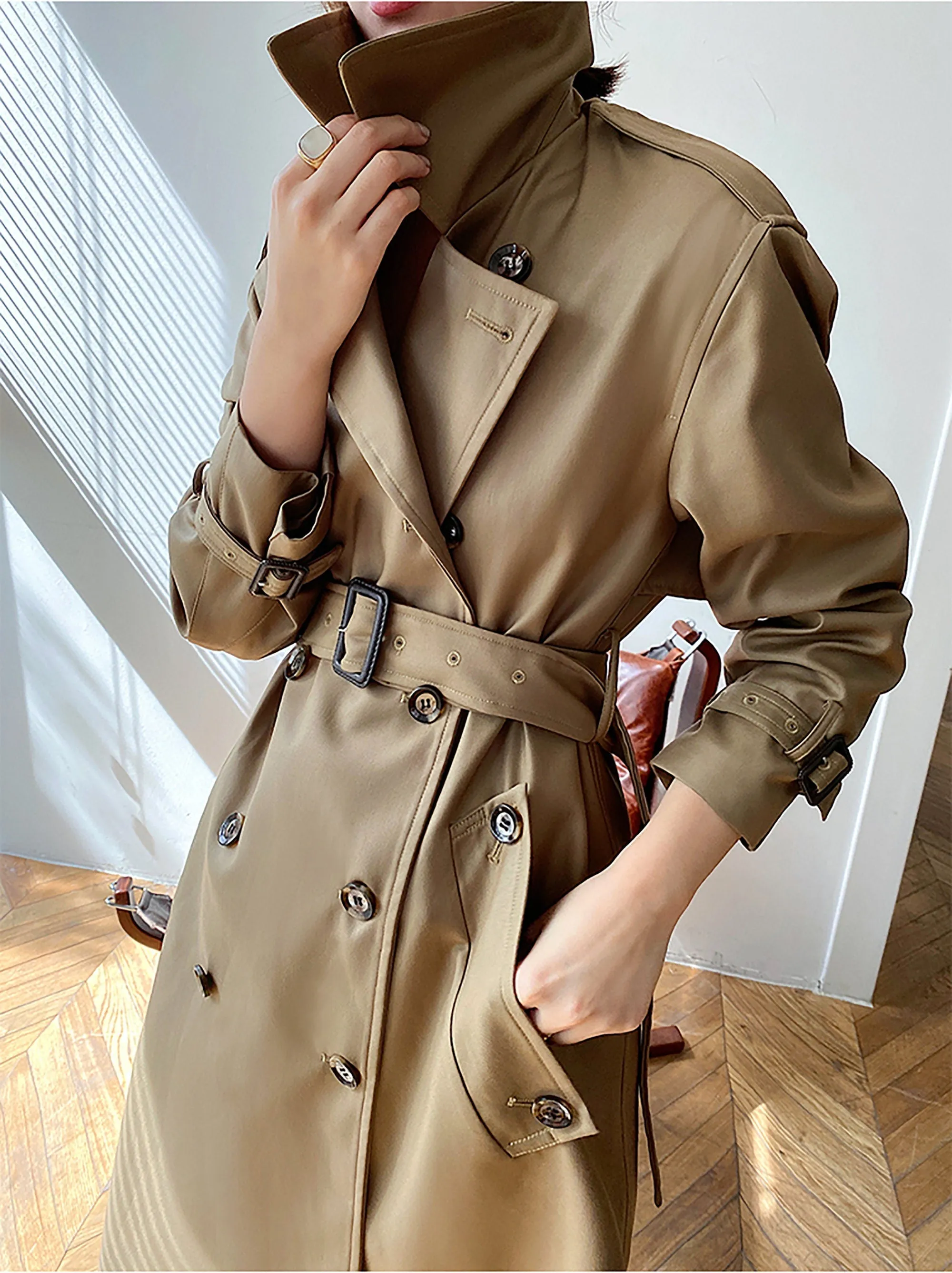 Brooke Midi Double Breasted Belted Trench Coat