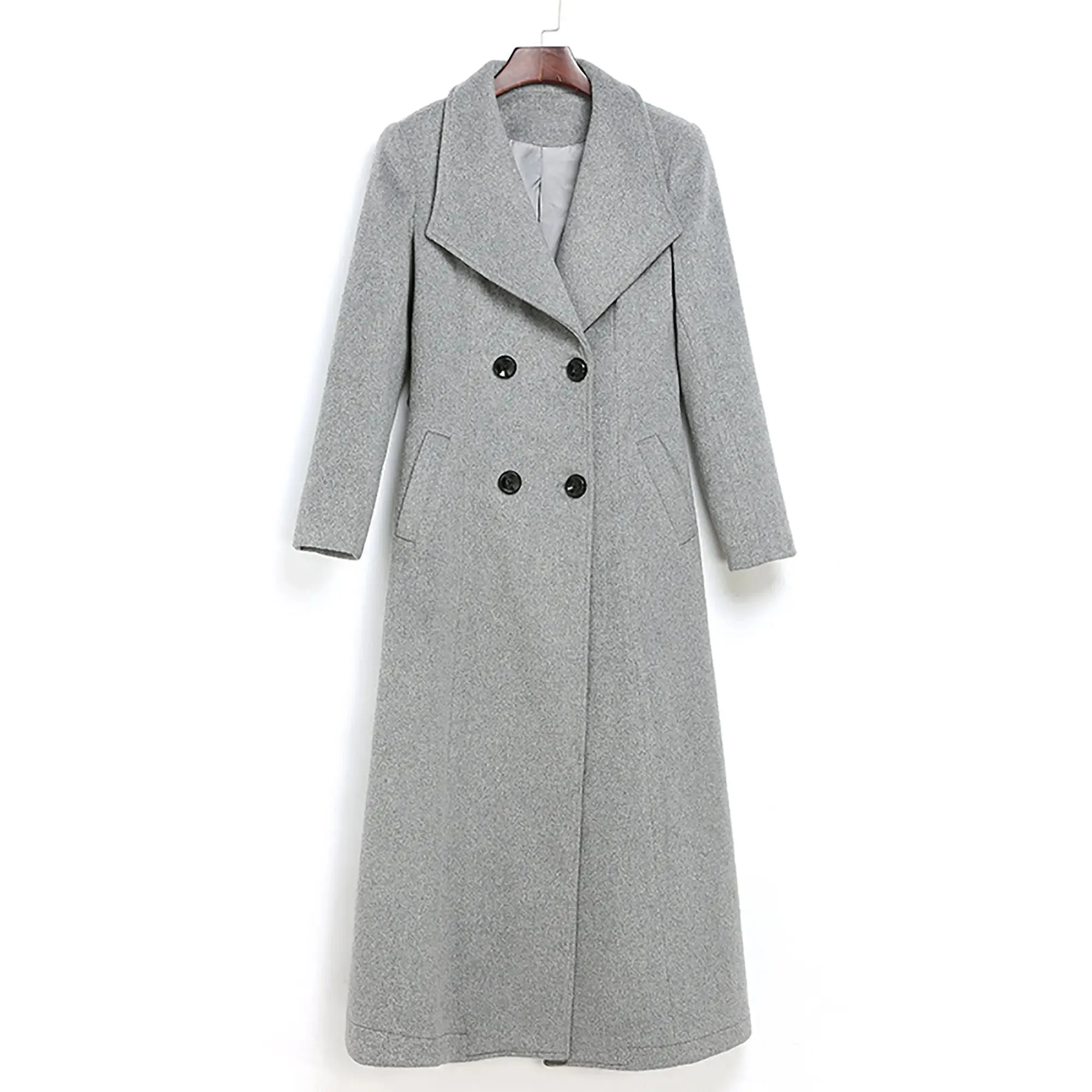 Custom Wool Blend Wide Lapel Double Breasted Coat