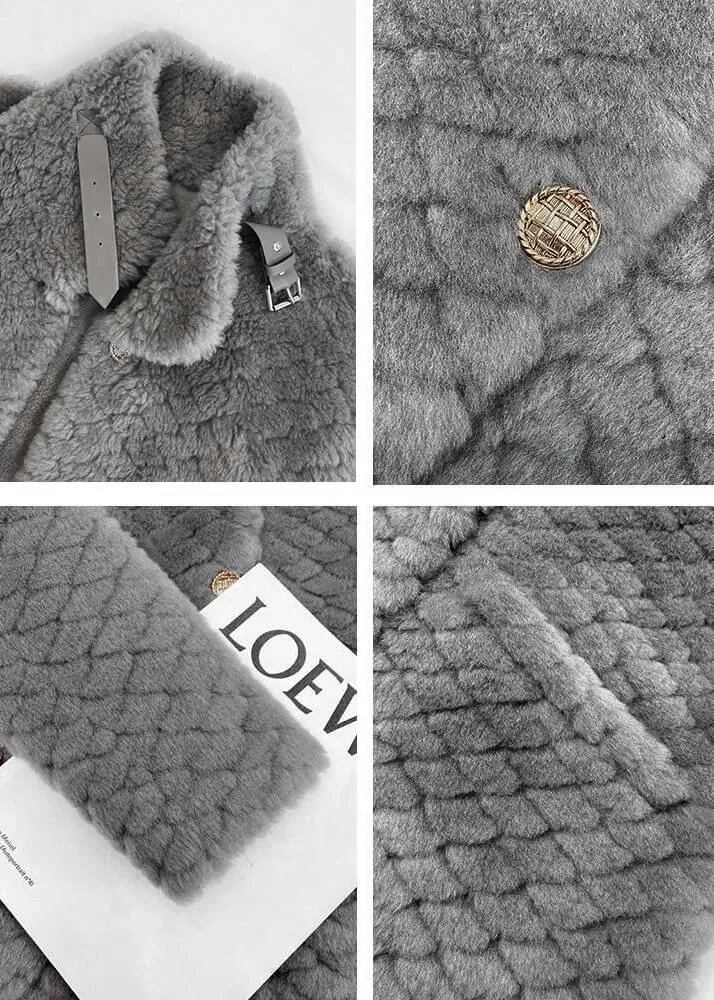 Hellen Gray Single Breasted Wool Fleece Long Coat