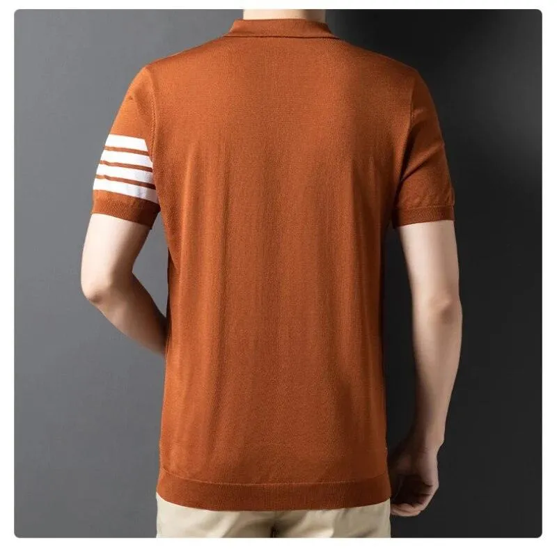 Men Short Sleeve Knitted Polo Shirt