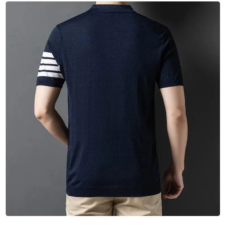 Men Short Sleeve Knitted Polo Shirt