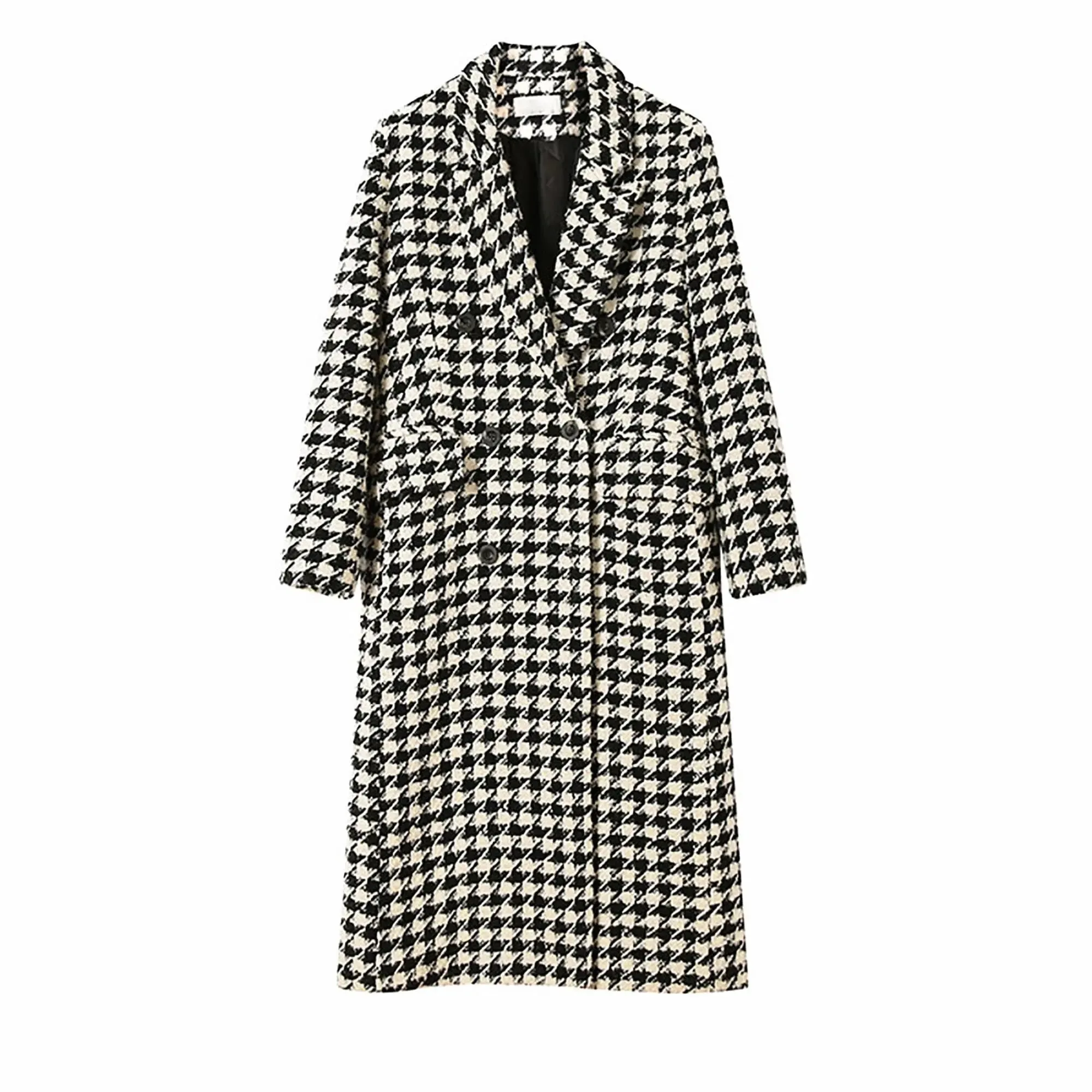 Women Houndstooth Long wool Coat,Plaid Tweed Long Coat,Winter coat women,Tweed Overcoat,Oversize Wool Coat,Double breasted Coat,Reefer coat