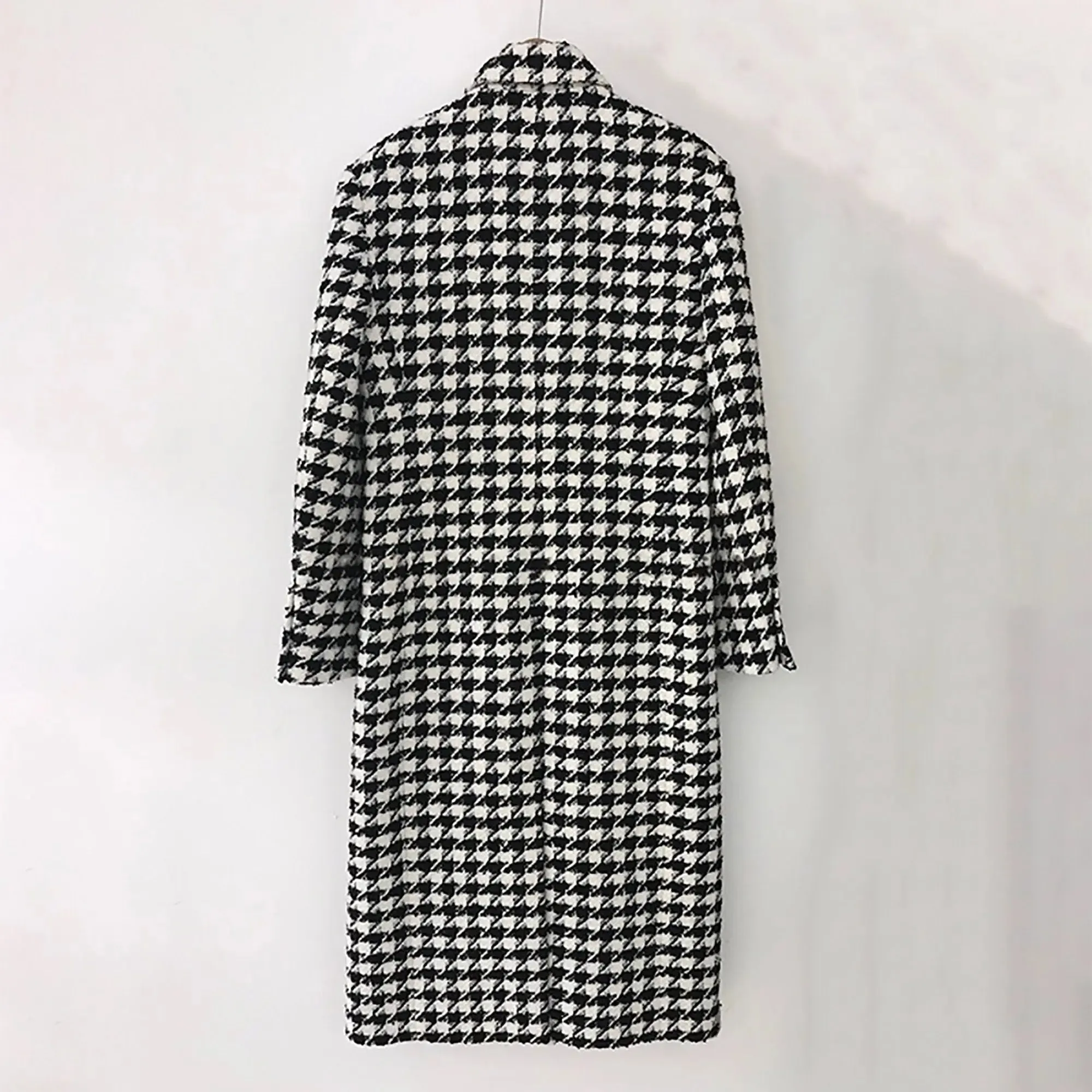 Women Houndstooth Long wool Coat,Plaid Tweed Long Coat,Winter coat women,Tweed Overcoat,Oversize Wool Coat,Double breasted Coat,Reefer coat