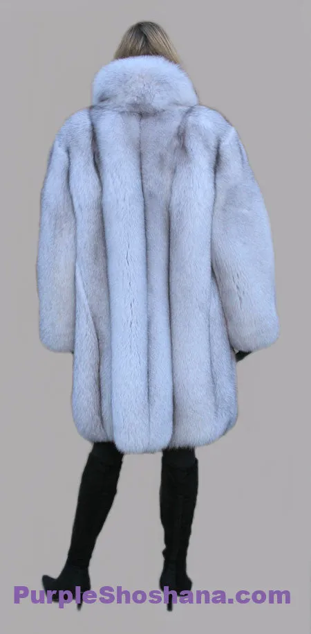 Plush Blue Fox Fur Coat Stroller M/L