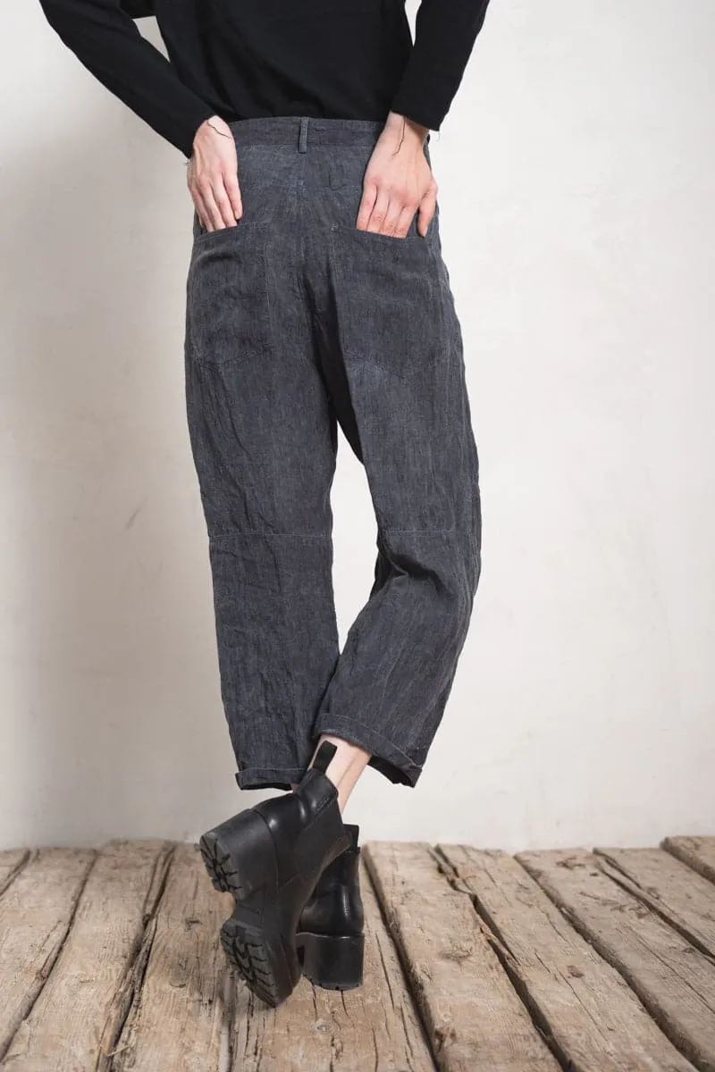 Forme d'Expression | DP036 Baggy 5 Pocket Pants | Leinen Damenhose in grau