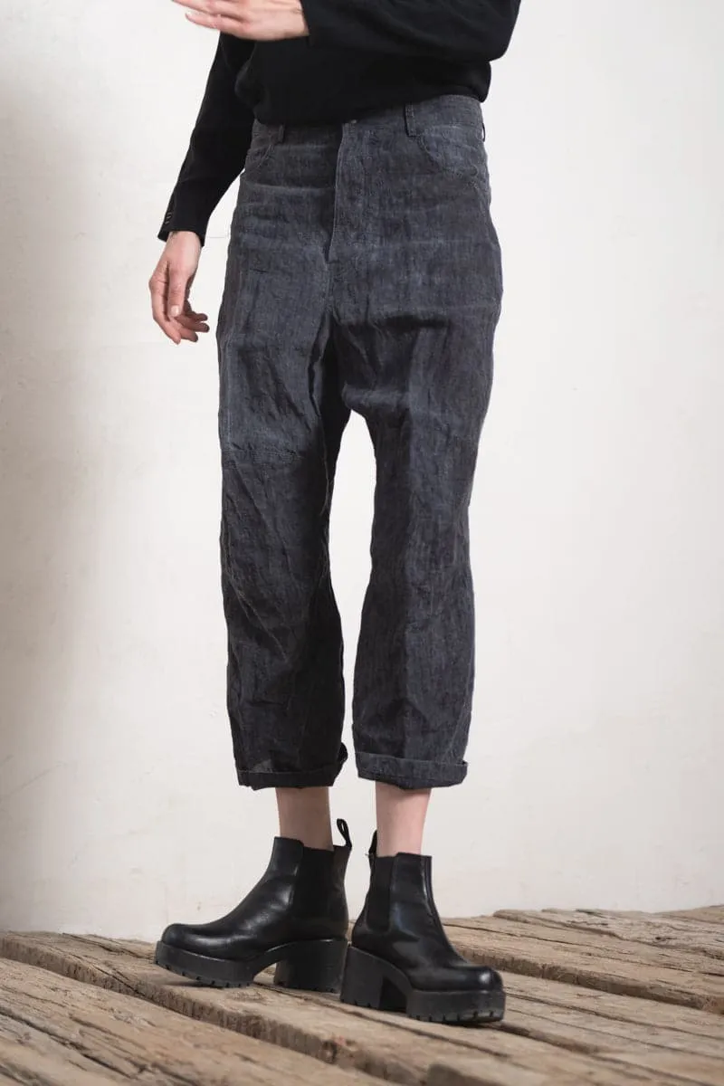 Forme d'Expression | DP036 Baggy 5 Pocket Pants | Leinen Damenhose in grau