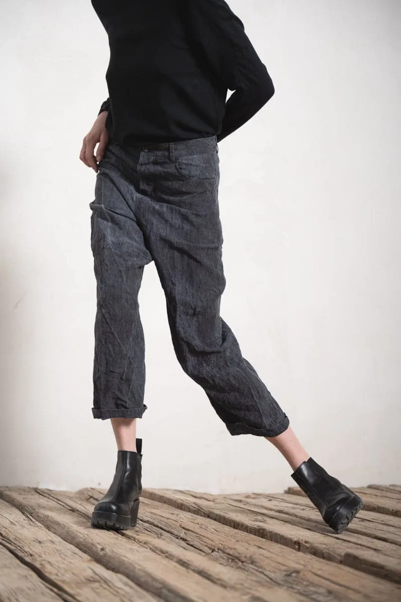 Forme d'Expression | DP036 Baggy 5 Pocket Pants | Leinen Damenhose in grau