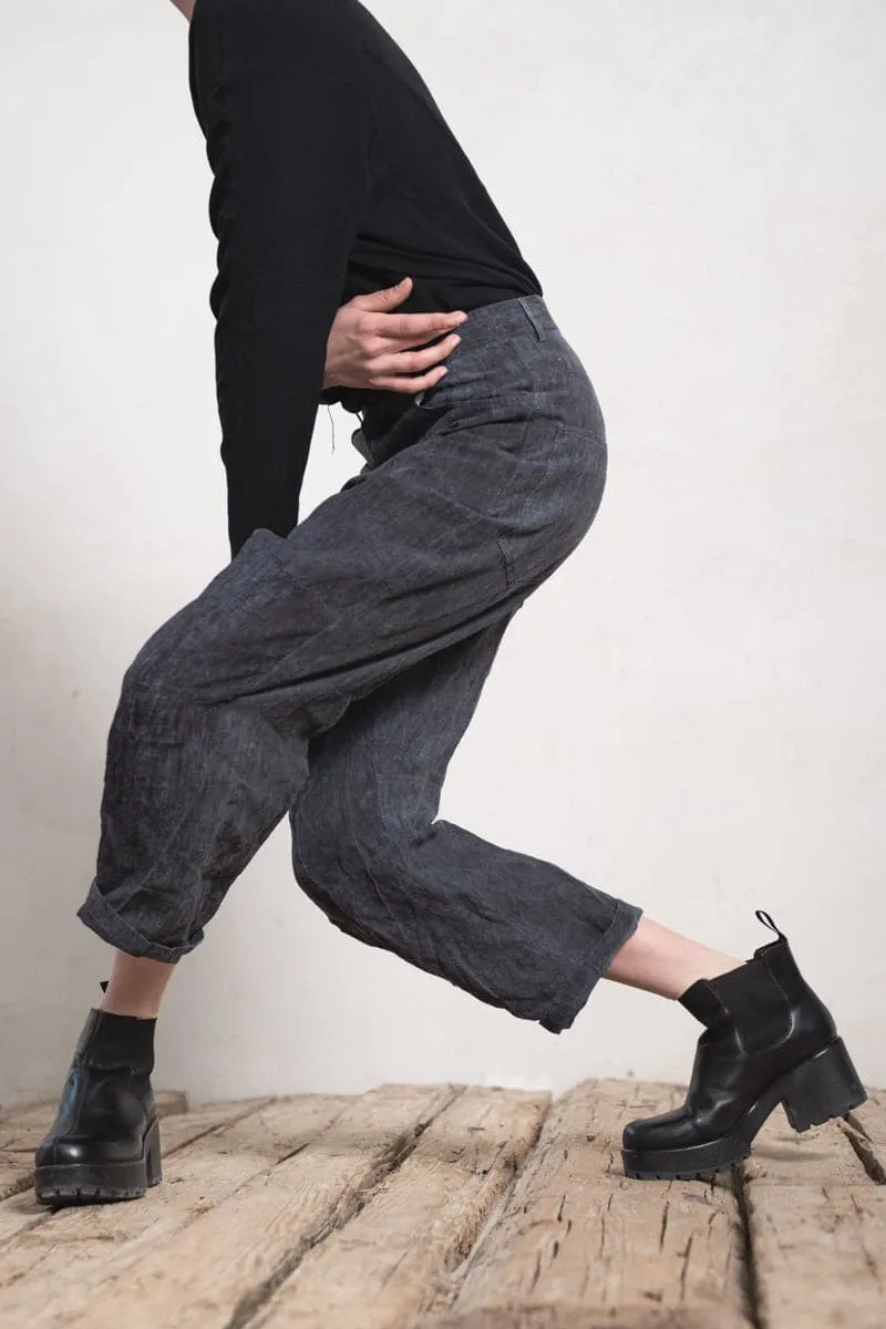 Forme d'Expression | DP036 Baggy 5 Pocket Pants | Leinen Damenhose in grau