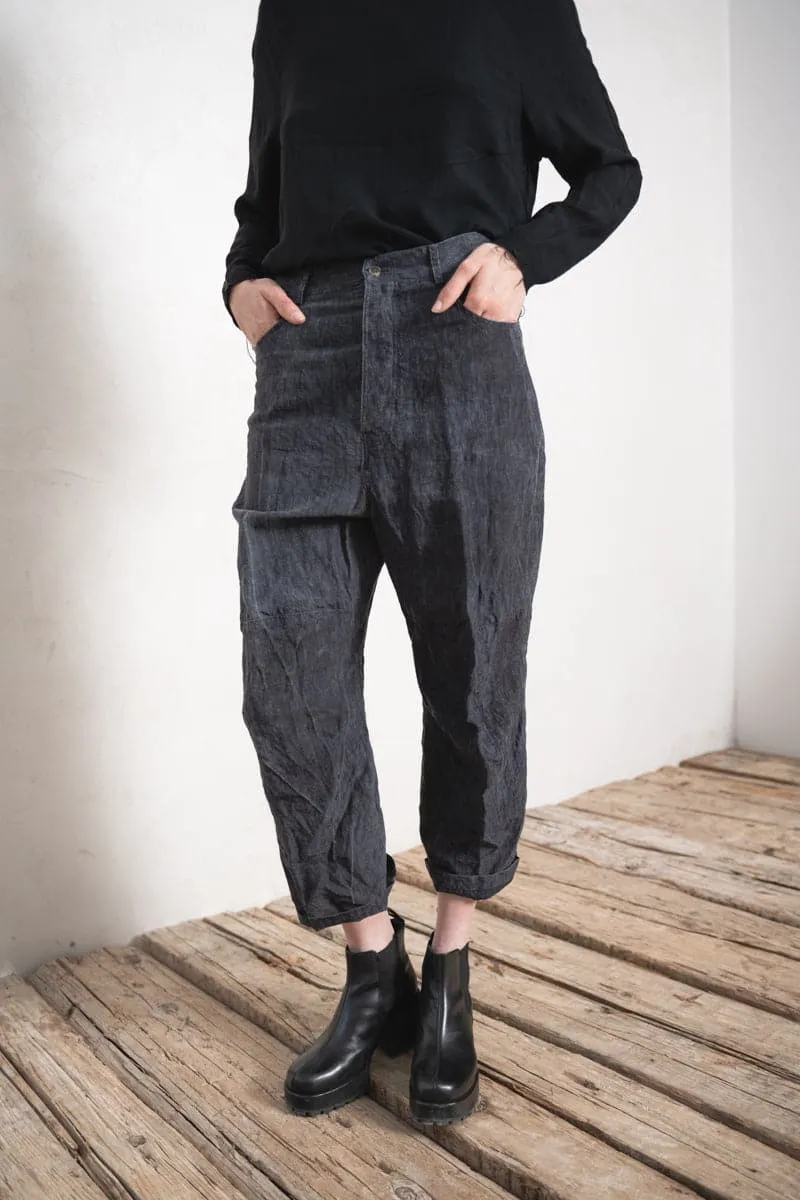 Forme d'Expression | DP036 Baggy 5 Pocket Pants | Leinen Damenhose in grau