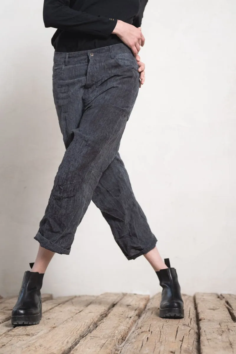 Forme d'Expression | DP036 Baggy 5 Pocket Pants | Leinen Damenhose in grau