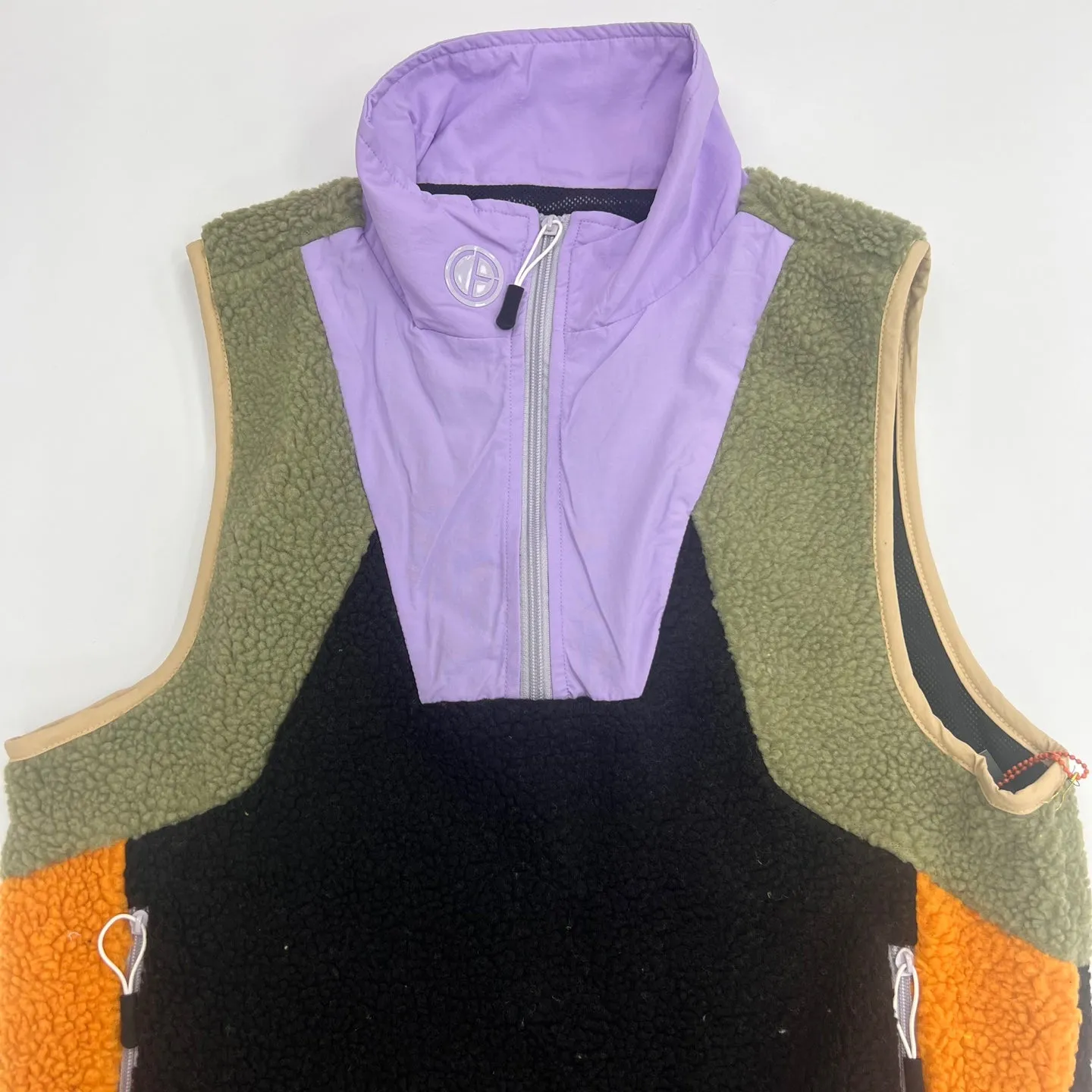 Men's Color Block Sherpa & Nylon Anorak Vest