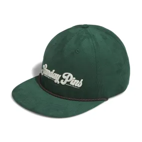 Five Panel Corduroy Leather Cap Green - SS24