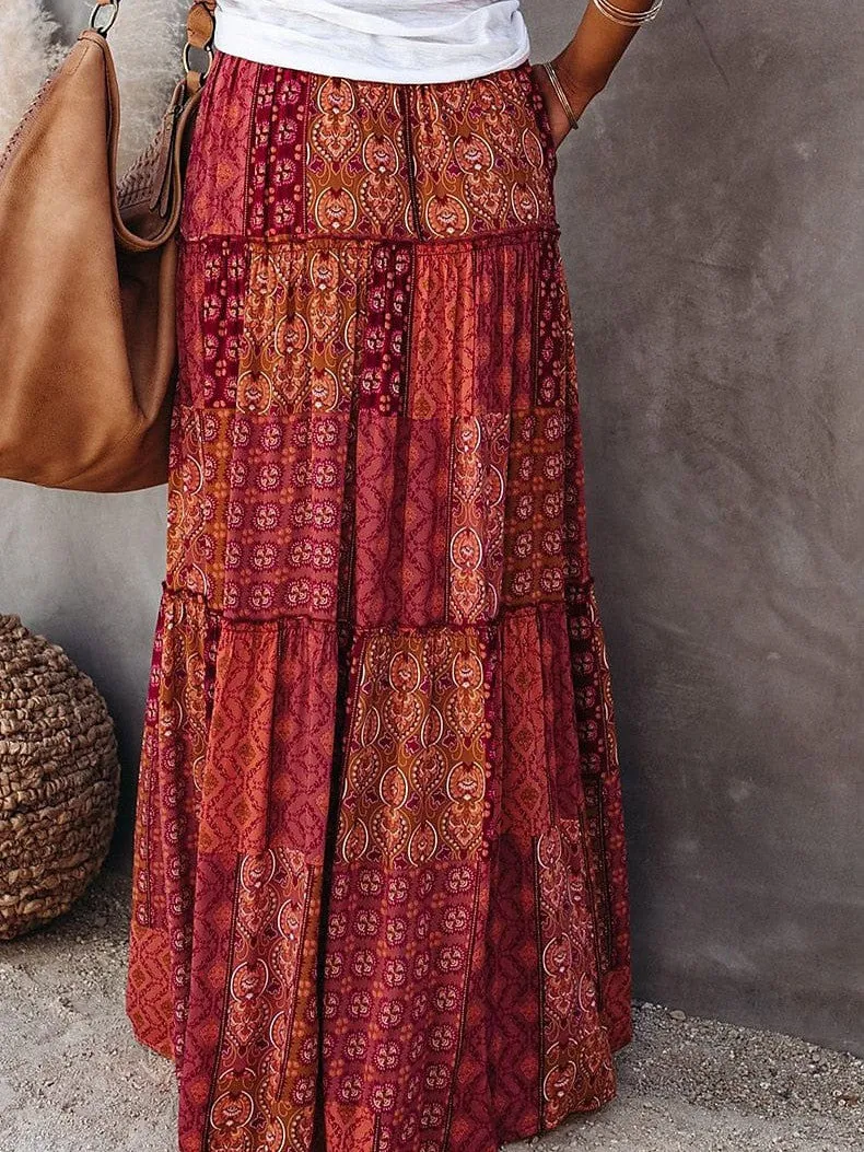 Bohemian Cotton Maxi Skirt for Women