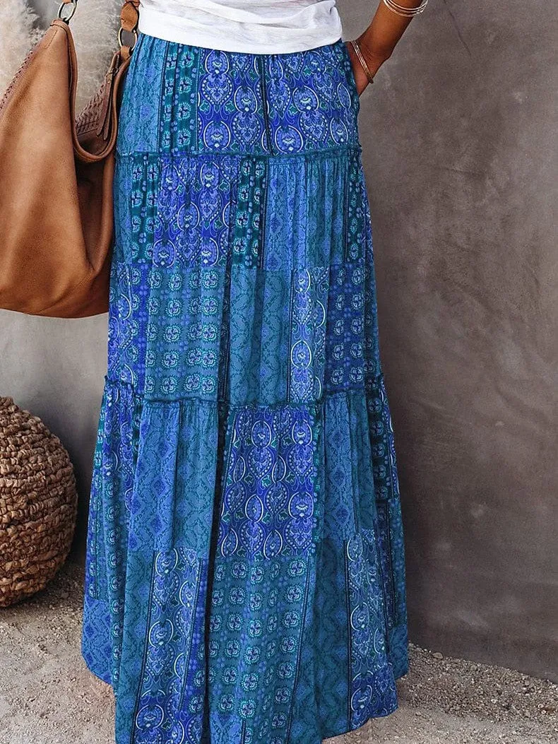 Bohemian Cotton Maxi Skirt for Women