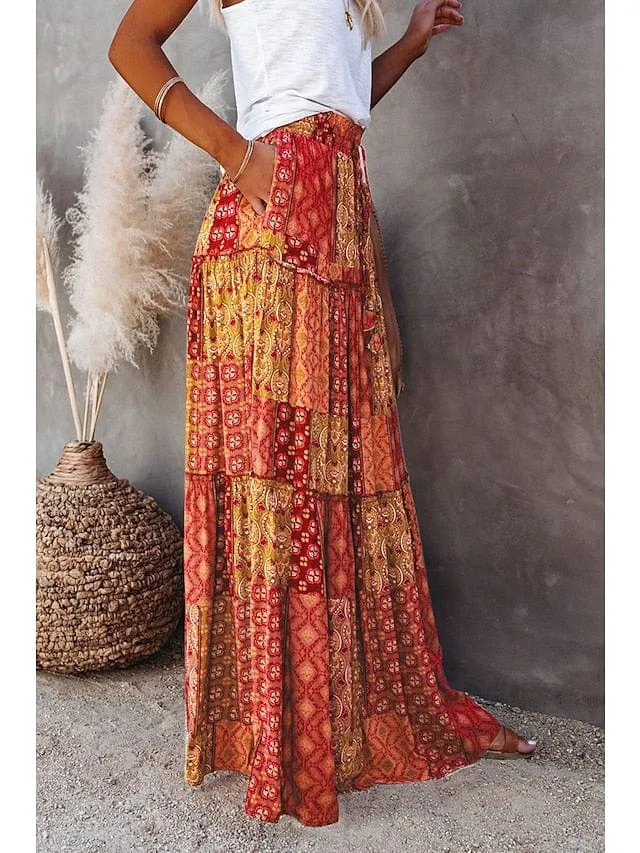 Bohemian Cotton Maxi Skirt for Women