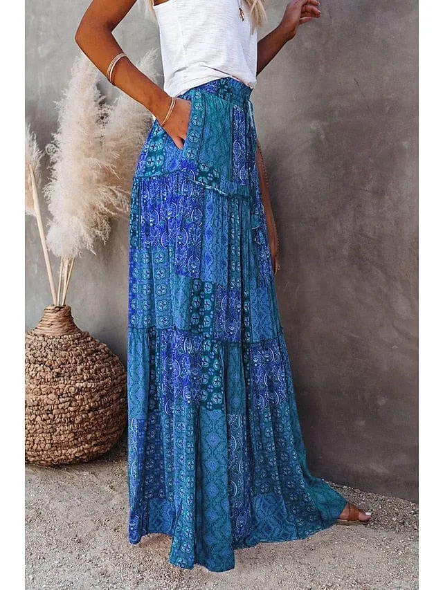 Bohemian Cotton Maxi Skirt for Women