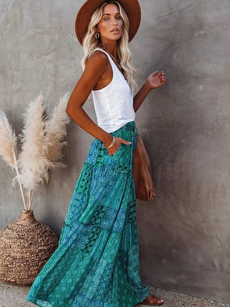 Bohemian Cotton Maxi Skirt for Women