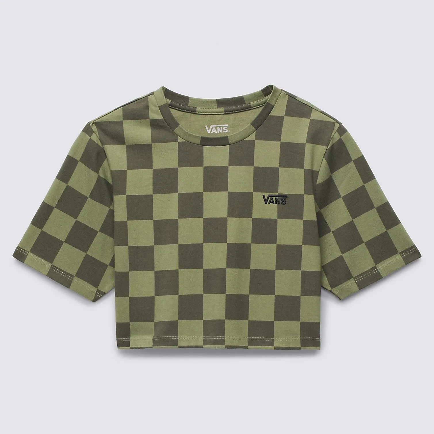 VANS Check Crew Crop T-Shirt - Olive