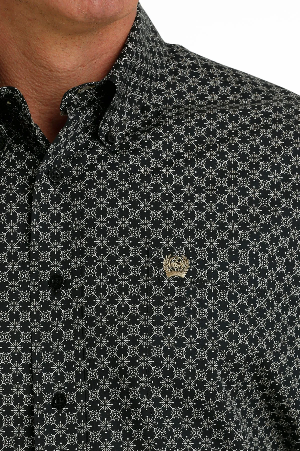 'Cinch' Men's Geo Print Classic Fit Button Down - Black