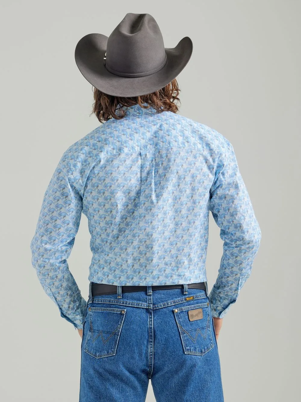 'George Strait' Men's Relaxed Fit Print Button Down - Blue