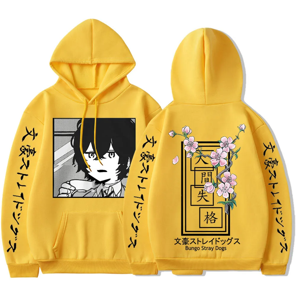 Bungo Stray Dogs Anime Print Hoodie Dazai Osamu Fleece Sweatshirt Harajuku Pullovers