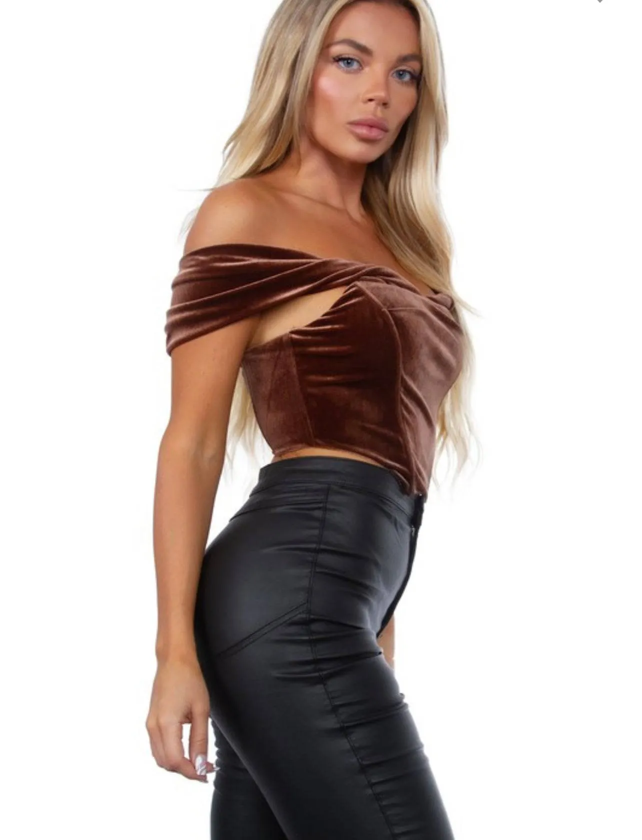 Kassandra Brown Velvet Corset Top