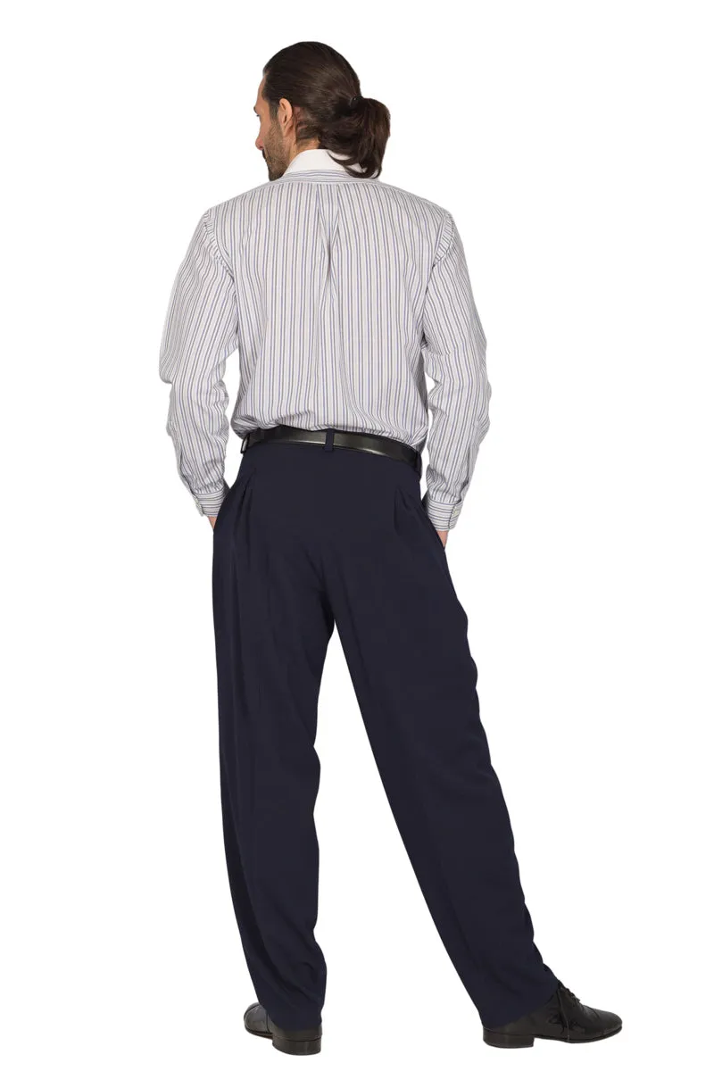 Dark Blue Tango Pants With Front & Back Pleat