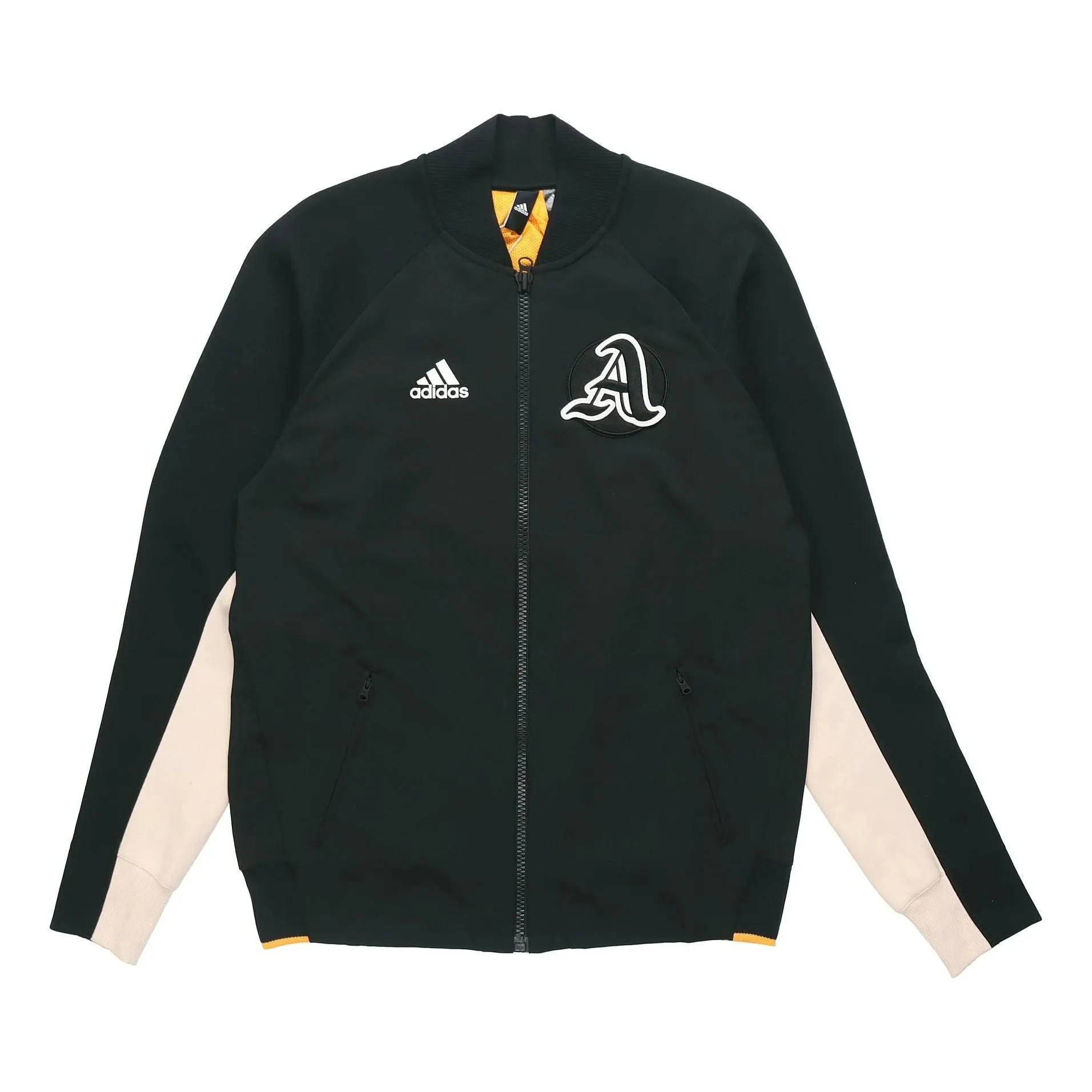 Adidas Mens Black/Black/Real Gold Vrct Varsity Collegiate Zipup Jacket