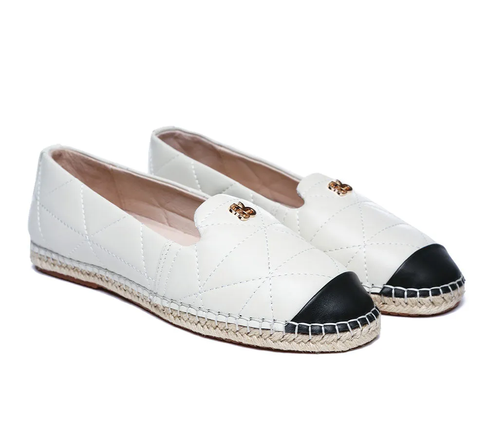 EVERAU Women Leather Slip-on Flat Espadrilles Evelyn