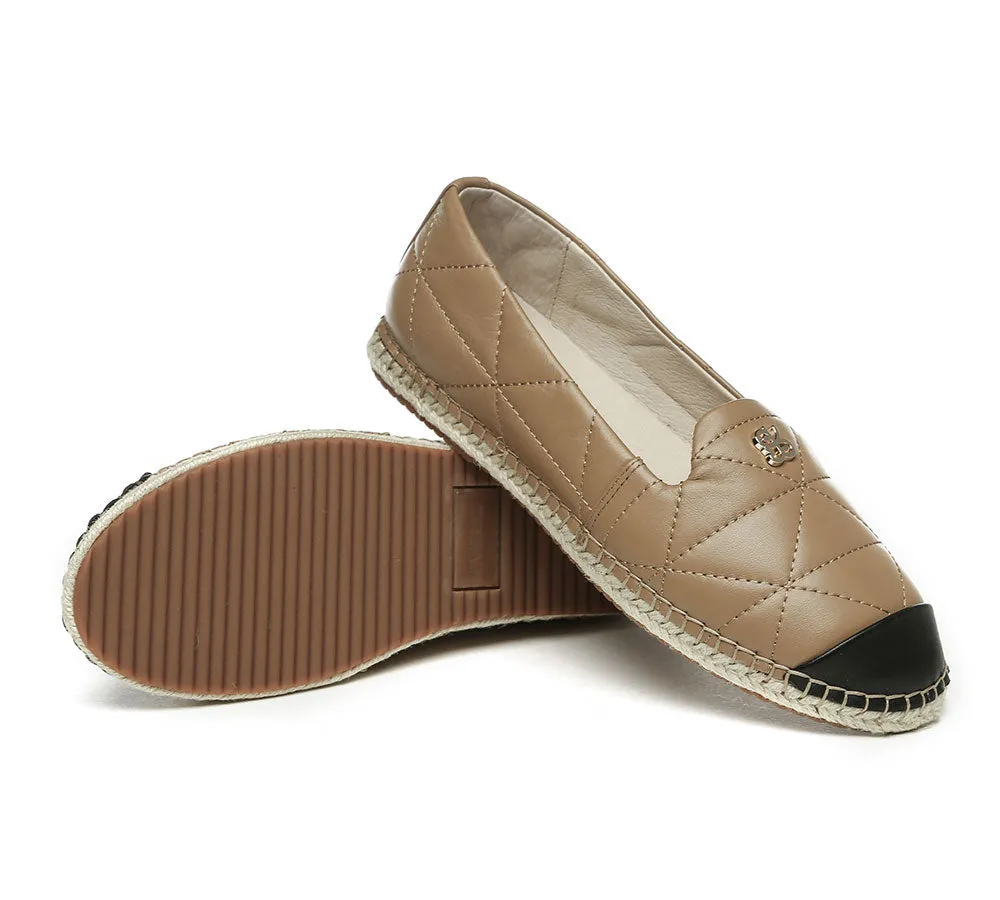 EVERAU Women Leather Slip-on Flat Espadrilles Evelyn