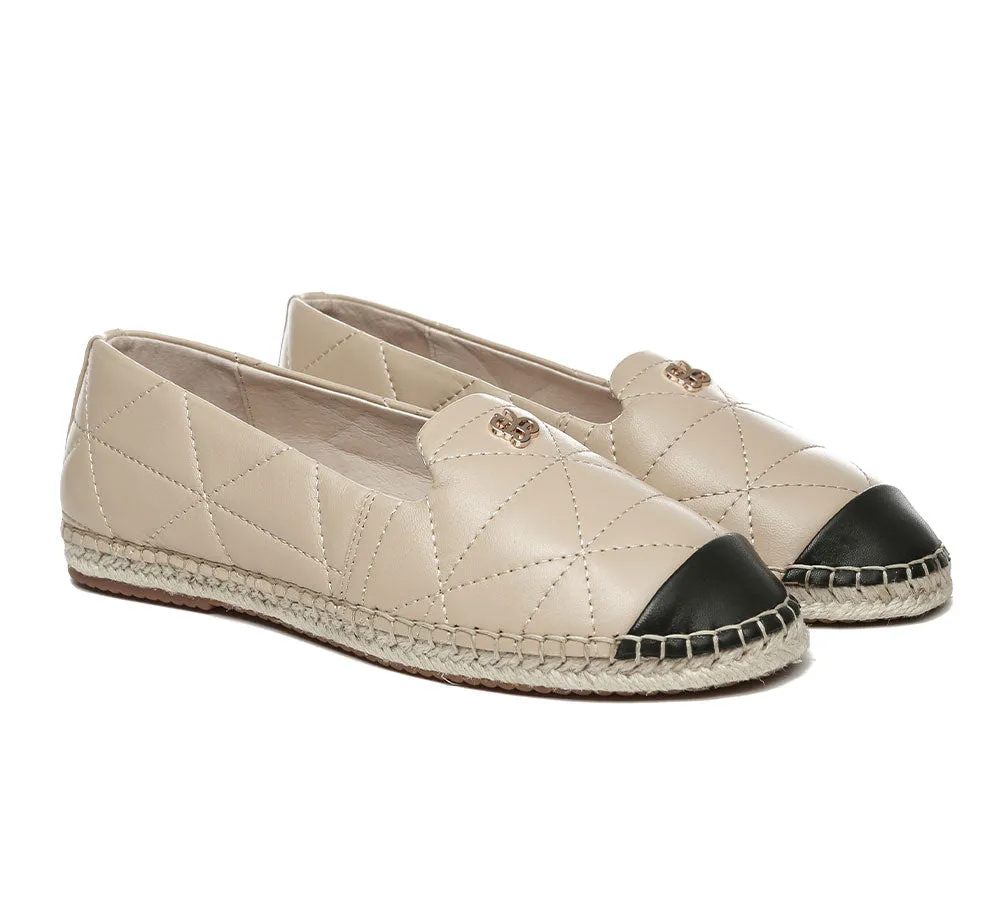 EVERAU Women Leather Slip-on Flat Espadrilles Evelyn