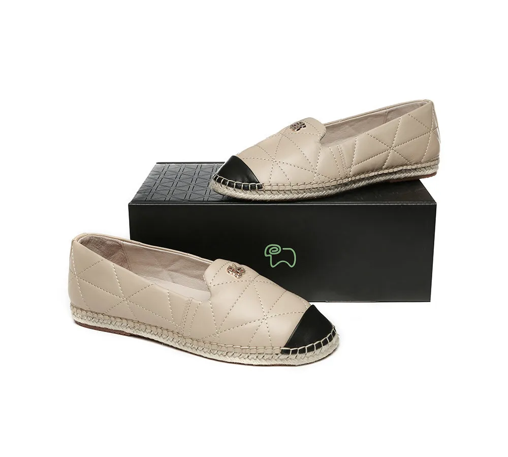 EVERAU Women Leather Slip-on Flat Espadrilles Evelyn