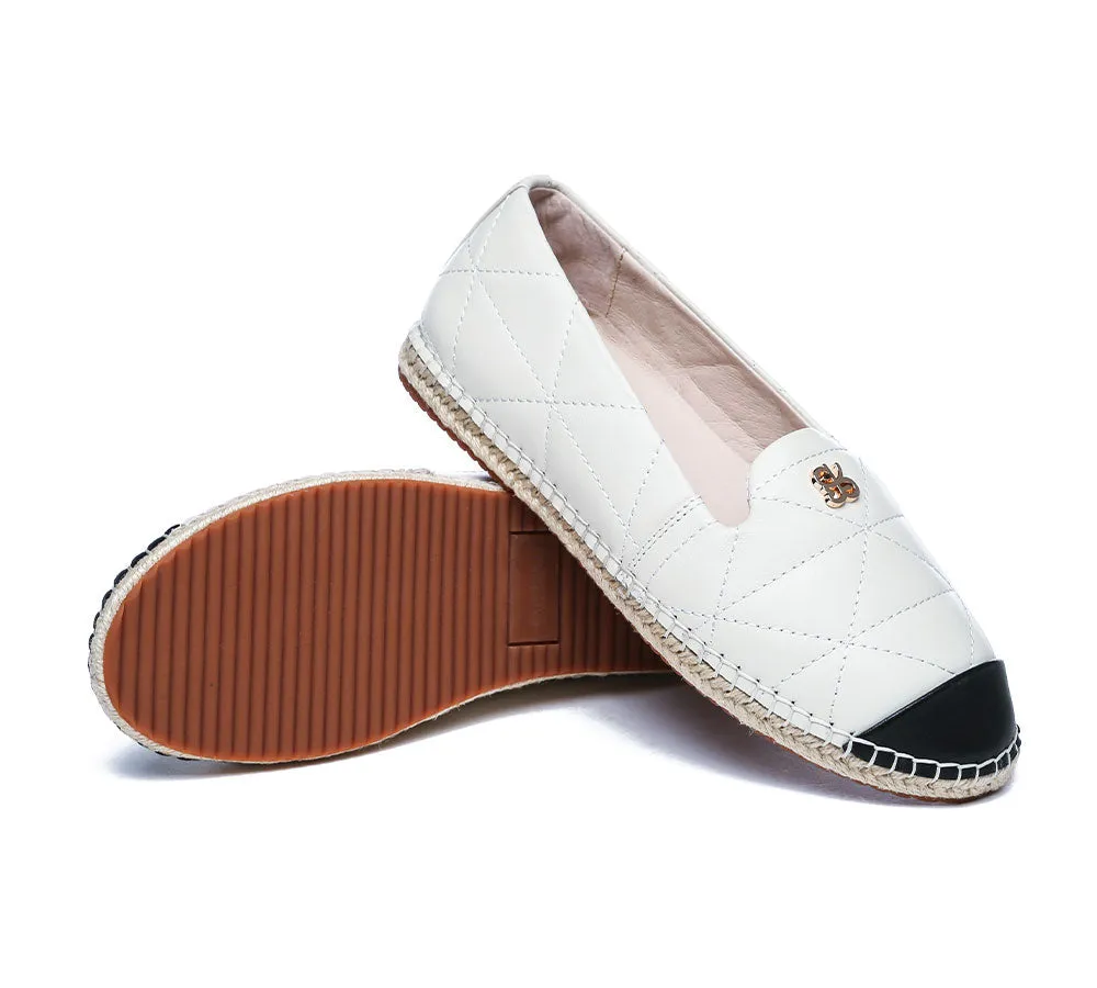 EVERAU Women Leather Slip-on Flat Espadrilles Evelyn