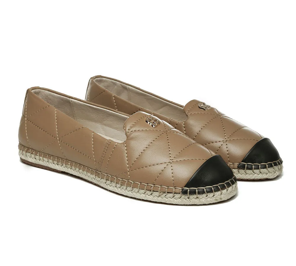 EVERAU Women Leather Slip-on Flat Espadrilles Evelyn