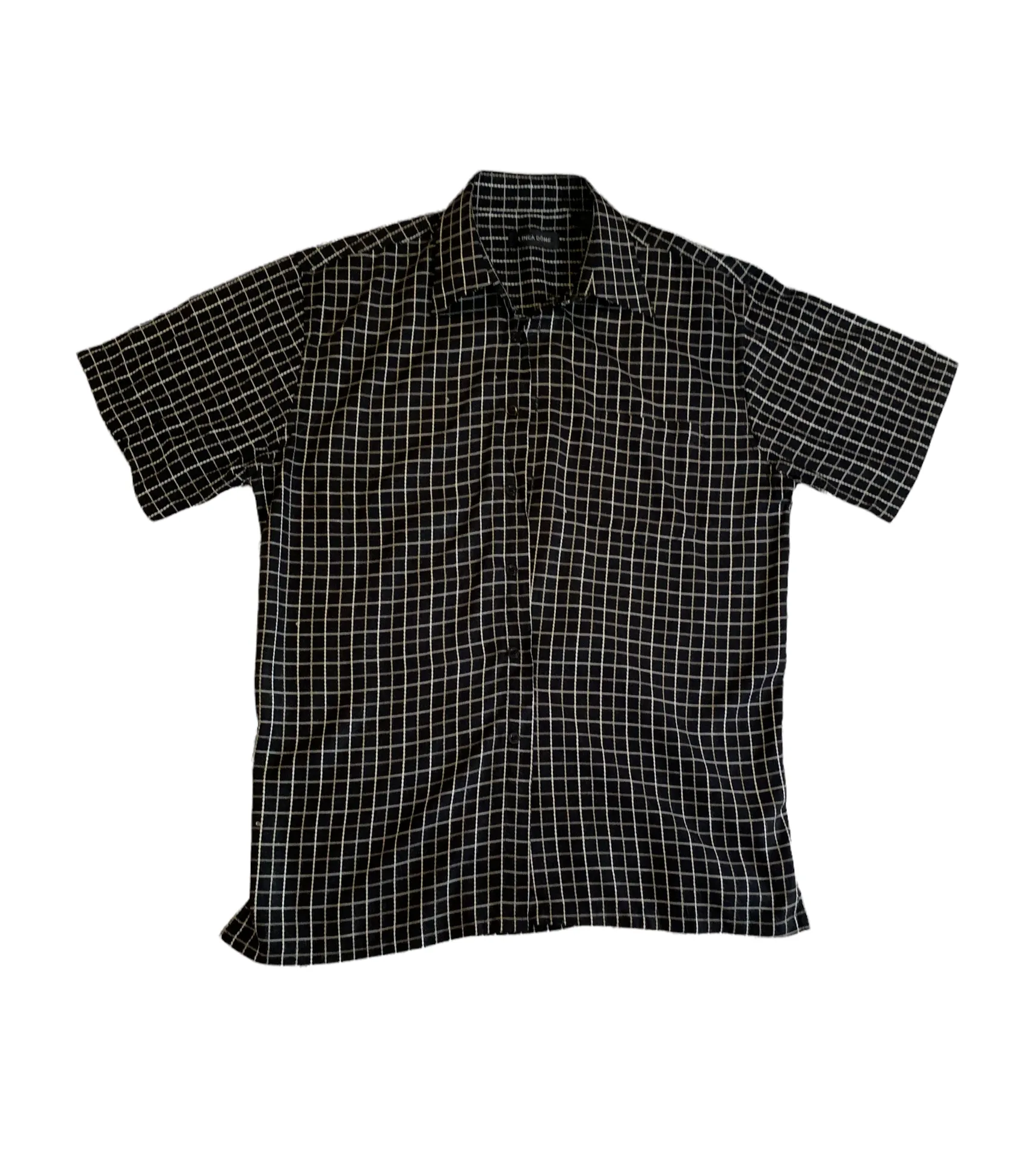 Windowpane short sleeve button down shirt