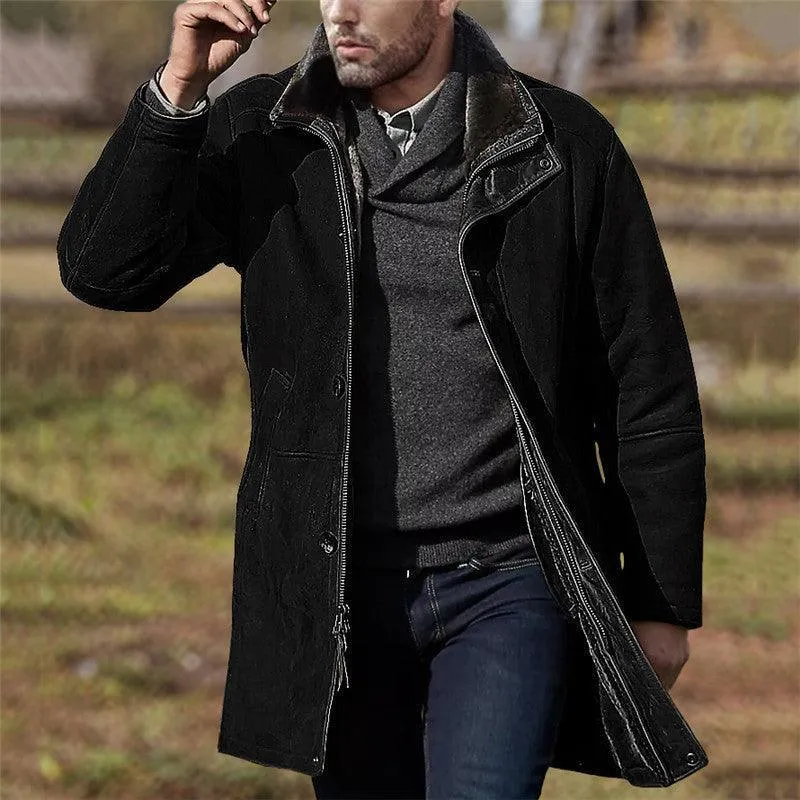 Mid-Length Loose Zipper Men Winter Coat