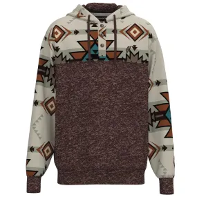 'Hooey' Men's Jimmy Aztec Pattern Hoody - Maroon