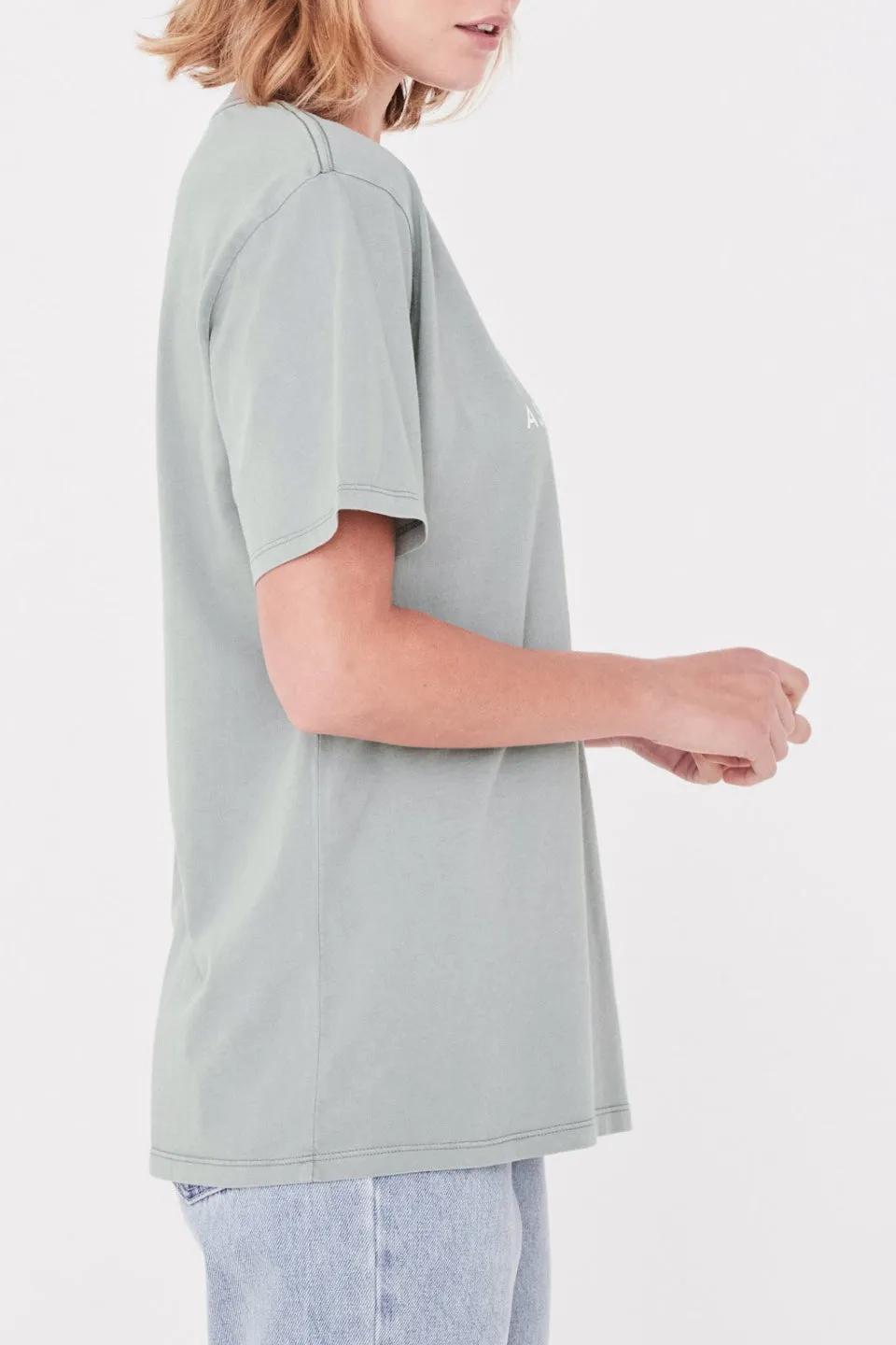 Logo Cotton Crew Mineral Green Tee