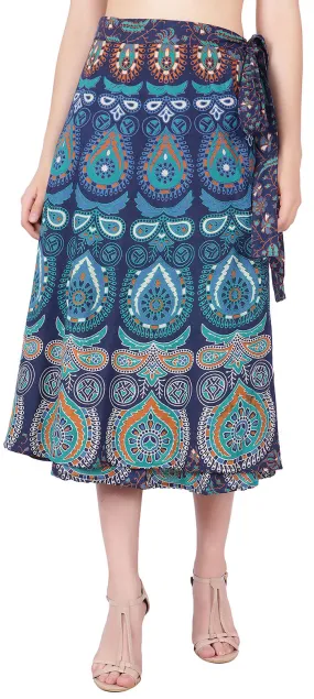 India Long Skirt Women's Cotton Ethnic Indian Clothing (Blue, One Size)