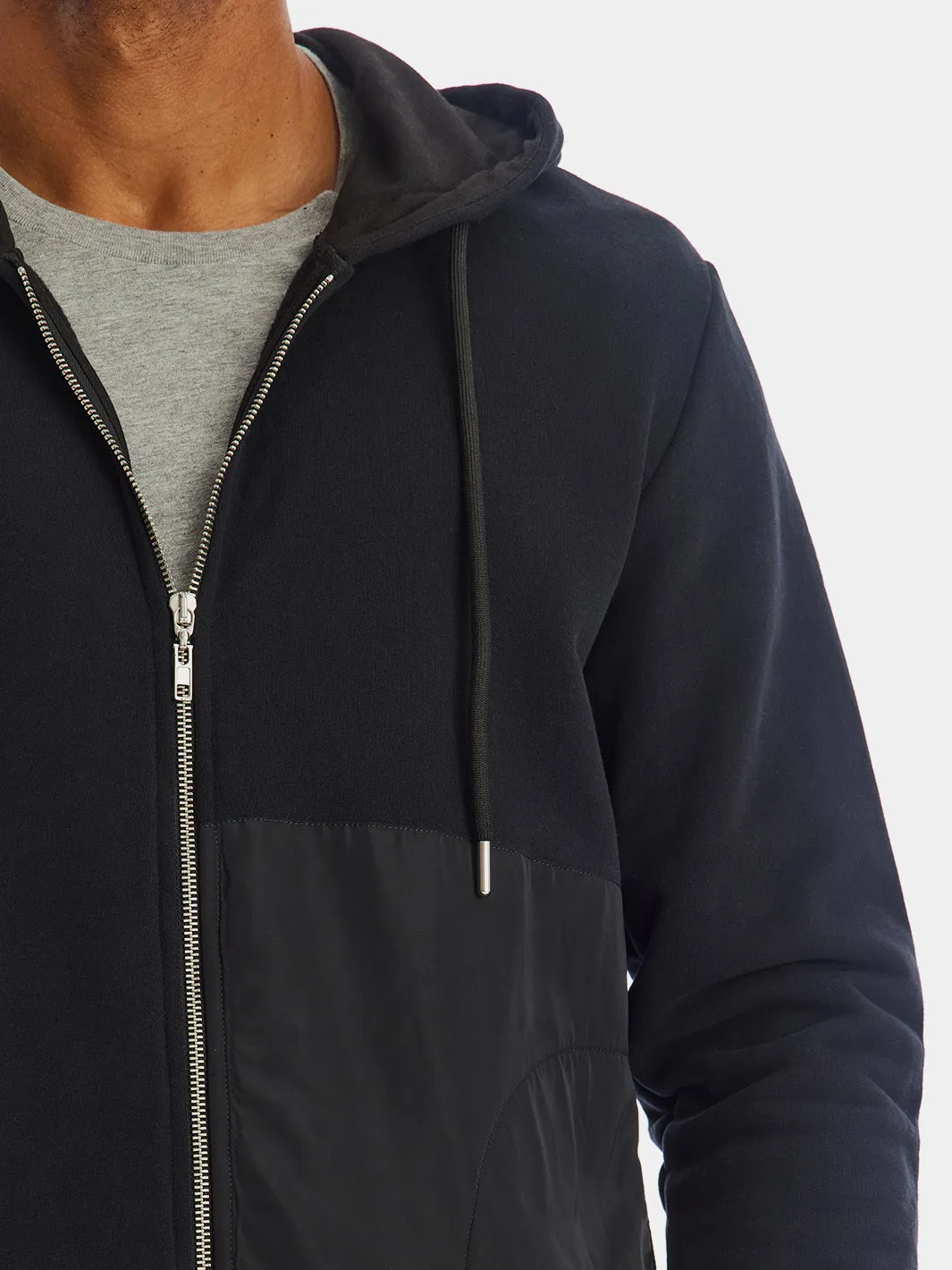 Nylon Patch Zipper Hoodie Sweatshirt