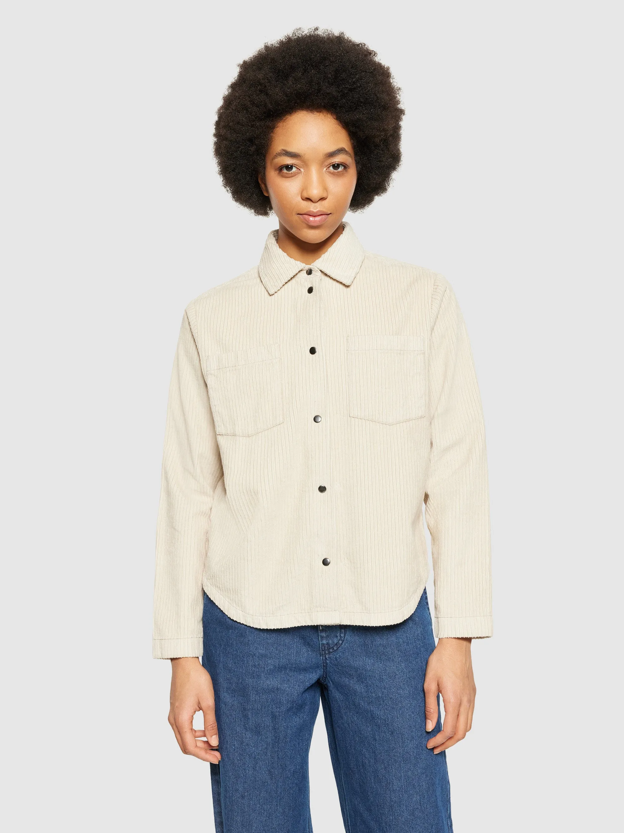 Irregular corduroy overshirt- GOTS/Vegan - Light feather gray