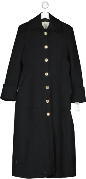 Jigsaw Black Italian Wool Military Coat UK 10