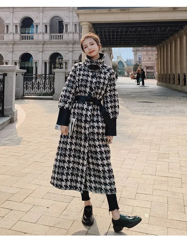 Jasmine Houndstooth Wool Blend Coat