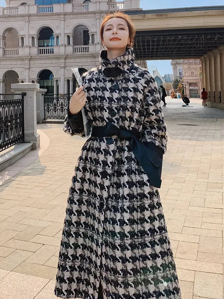 Jasmine Houndstooth Wool Blend Coat