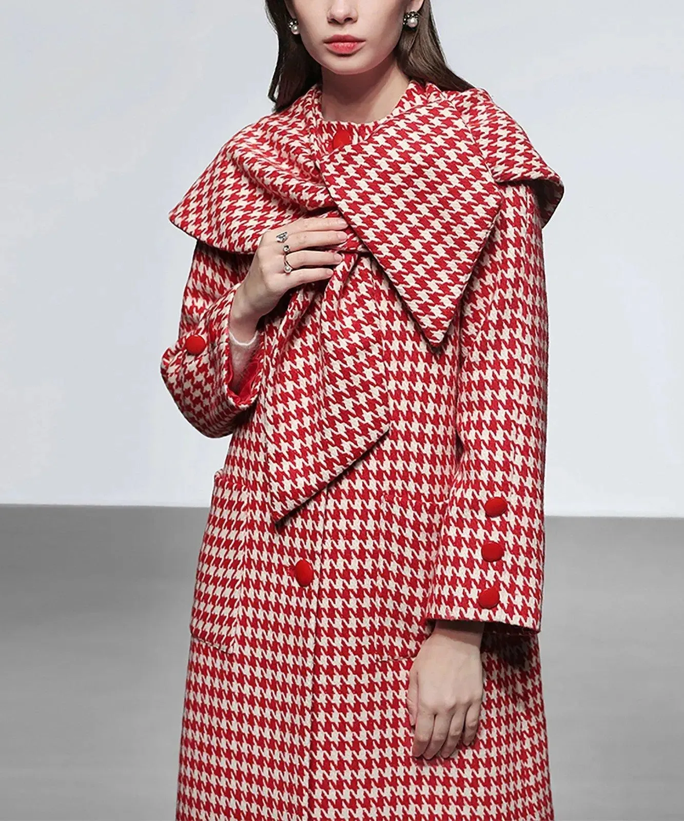 Jasmine Houndstooth Wool Blend Coat