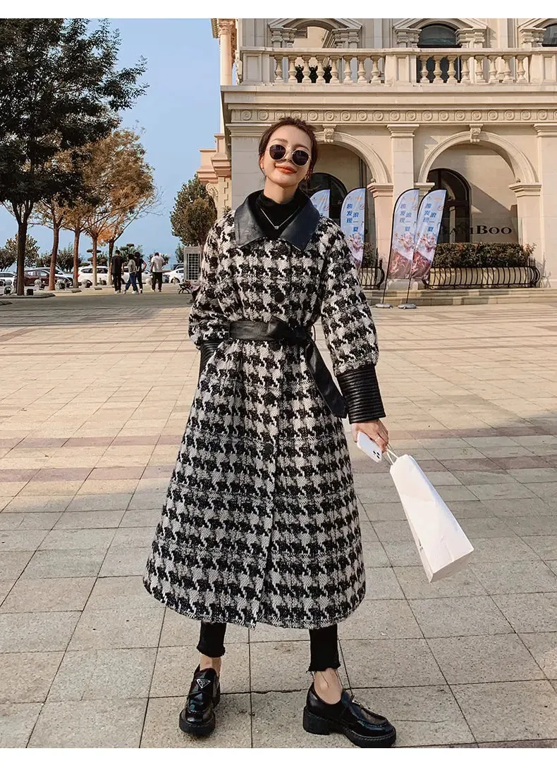 Jasmine Houndstooth Wool Blend Coat